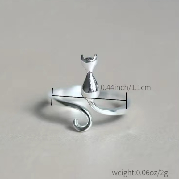 Silver Cat Ring adjustable - Picture 4 of 5